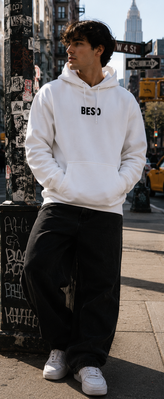 Heavyweight Pullover Hoodie White-Beso