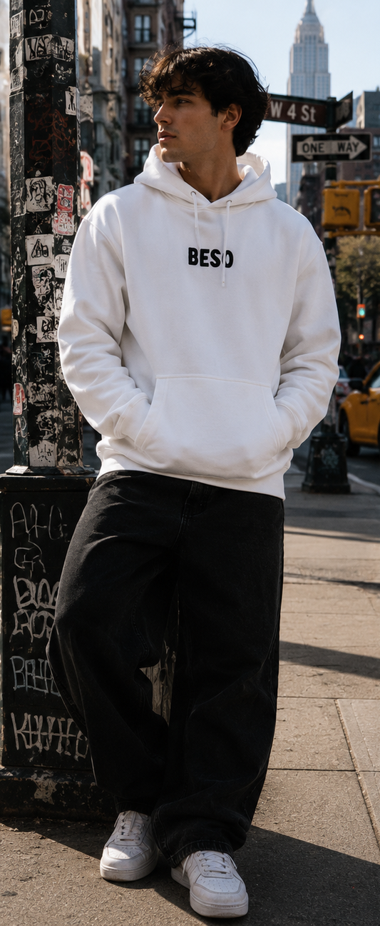 Heavyweight Pullover Hoodie White-Beso