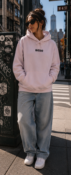 Heavyweight Pullover Hoodie- Light Pink Beso