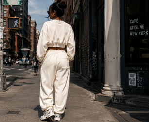 Cropped Top Jogger Set (Cream)