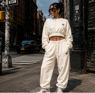 Cropped Top Jogger Set (Cream)