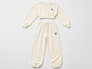 Cropped Top Jogger Set (Cream)