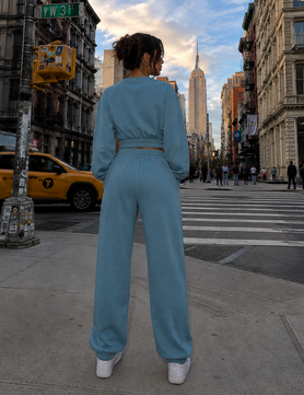 Cropped Top Jogger Set (Turquoise)