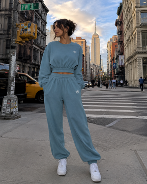 Cropped Top Jogger Set (Turquoise)