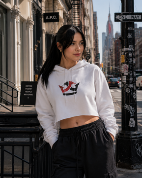 Leichter Crop Hoodie-White Crown