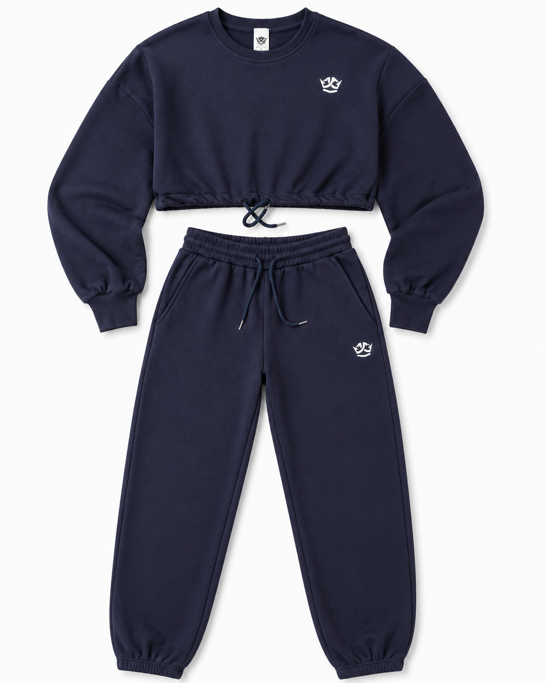 Cropped Top Jogger Set (Navy Blue)