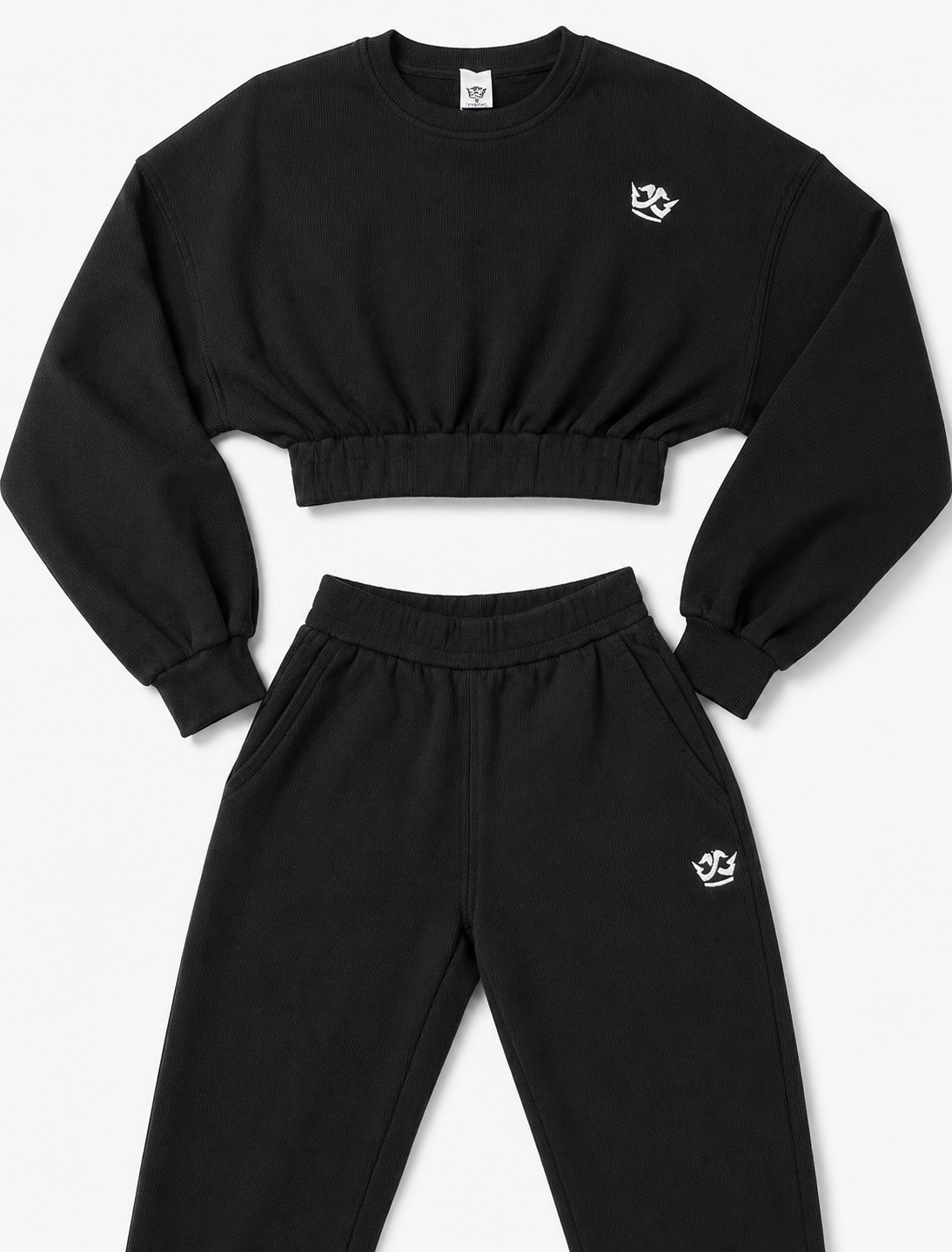 Cropped Top Jogger Set (Black)