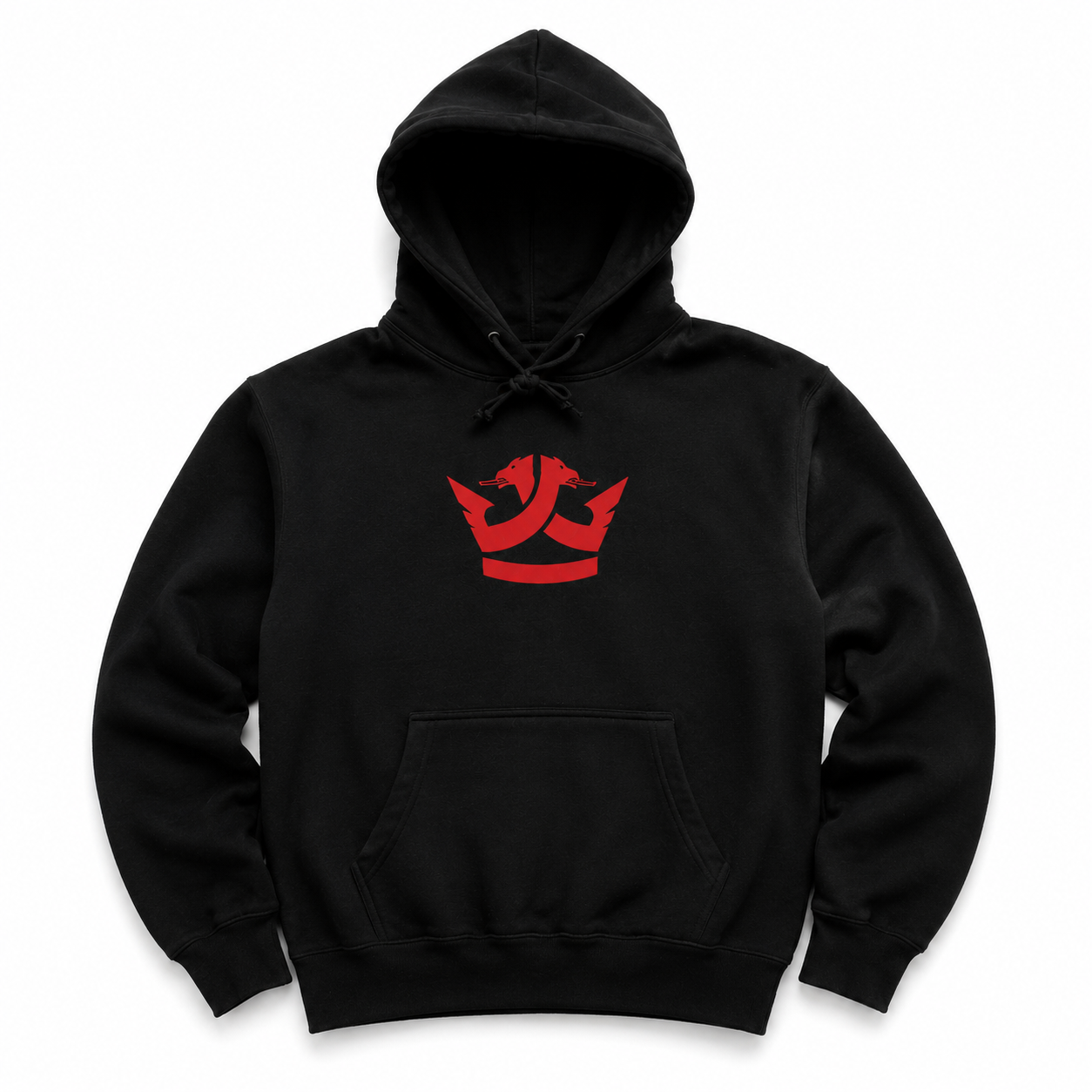 Pullover Hoodie- (Black) Red Crown