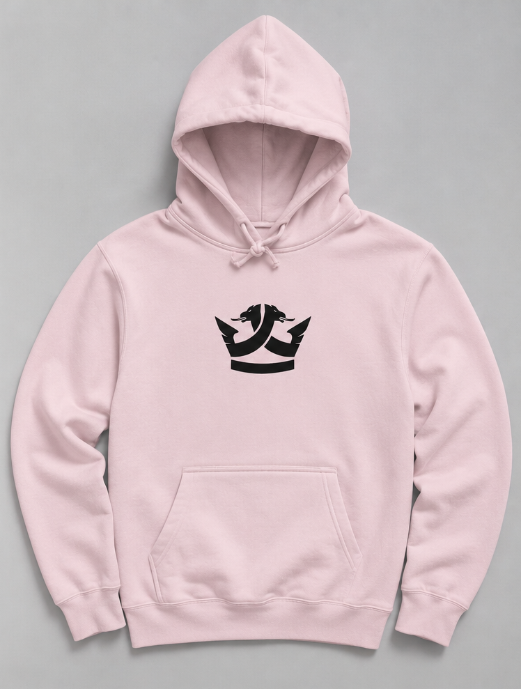 Pullover Hoodie- (Pink) Black Crown