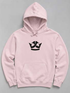 Pullover Hoodie- (Pink) Black Crown