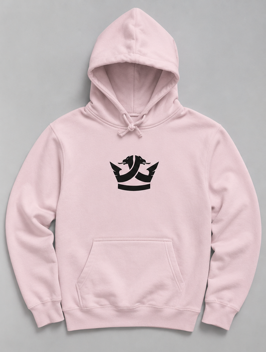 Pullover Hoodie- (Pink) Black Crown
