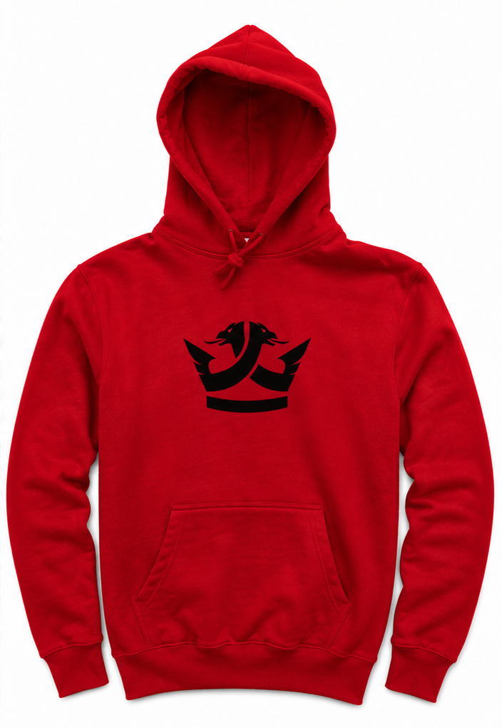 Pullover Hoodie - (Red) Black Crown