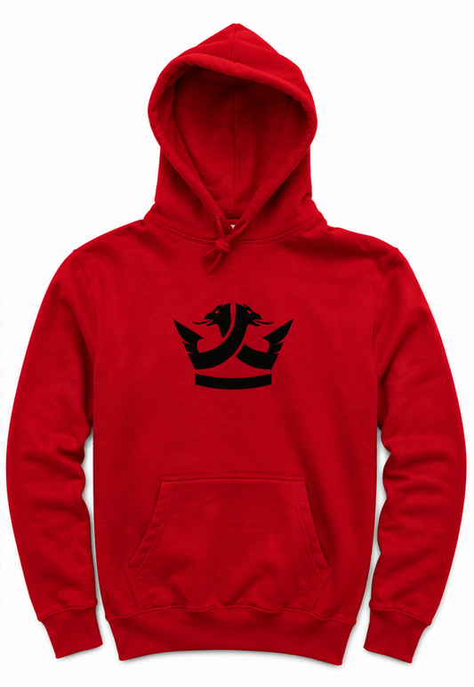 Pullover Hoodie - (Red) Black Crown