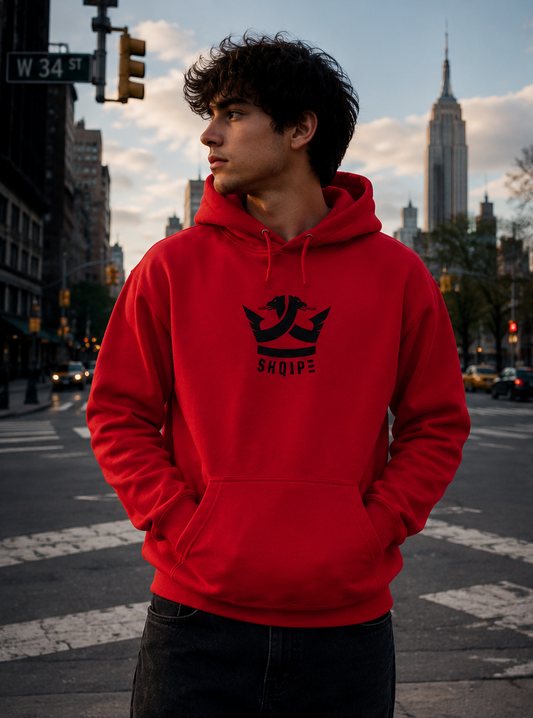 Pullover Hoodie- (Red) Black Logo