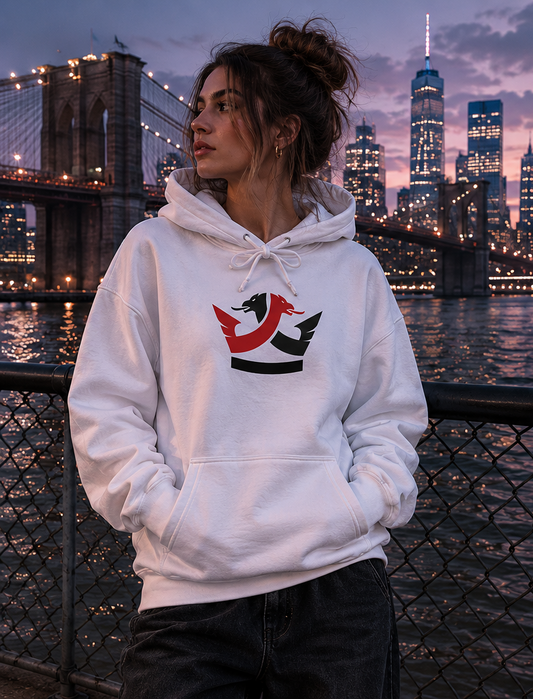 Pullover Hoodie- (White) Full Logo