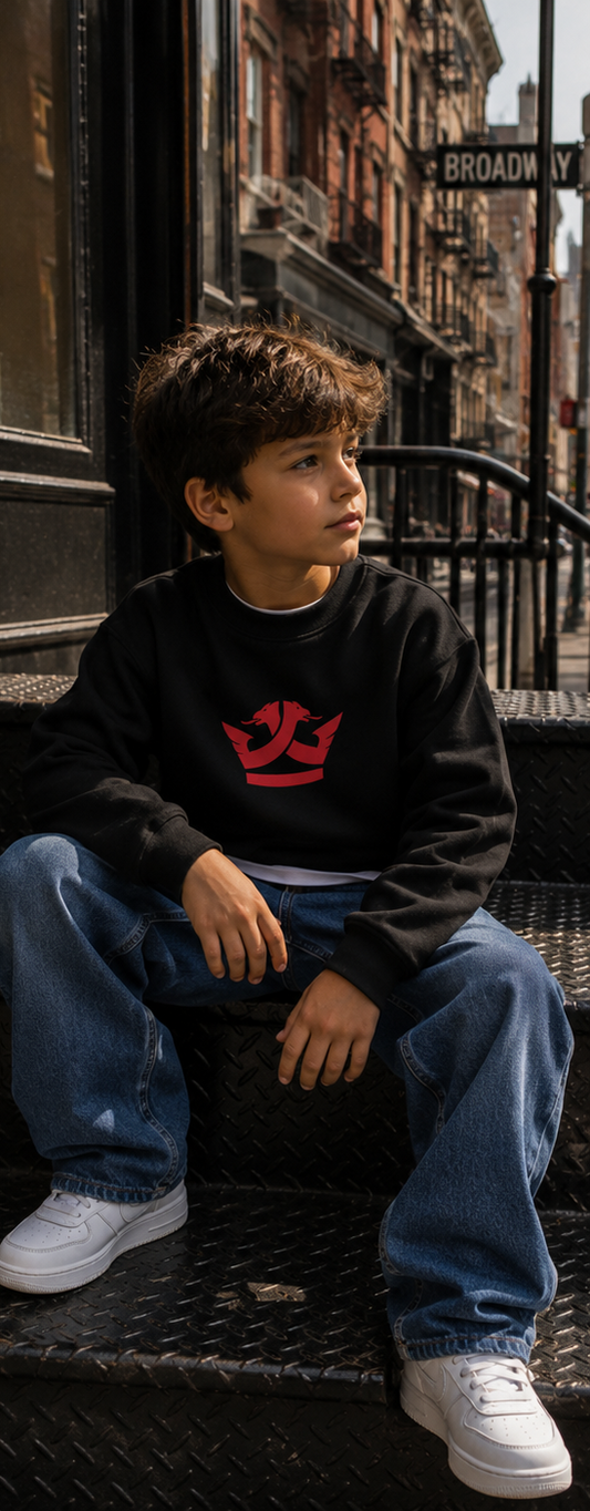 Heavy Blend Jugend-Sweatshirt mit Rundhalsausschnitt, Schwarz