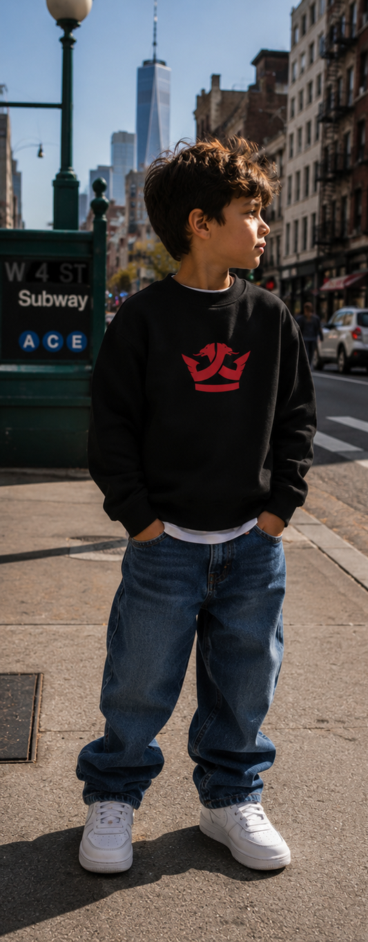 Heavy Blend Jugend-Sweatshirt mit Rundhalsausschnitt, Schwarz