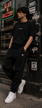 Premium Joggers-Black/White Crown