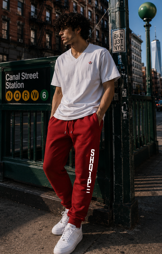 Premium Joggers-Red/White