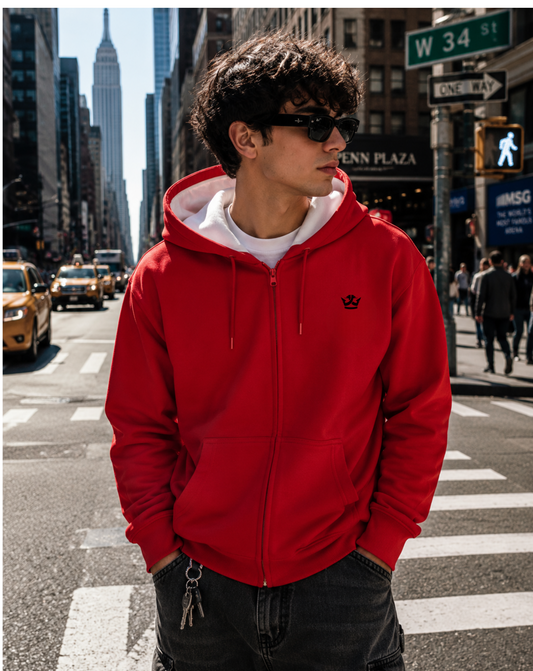 Independent Zip Heavyweight Hoodie_Rot