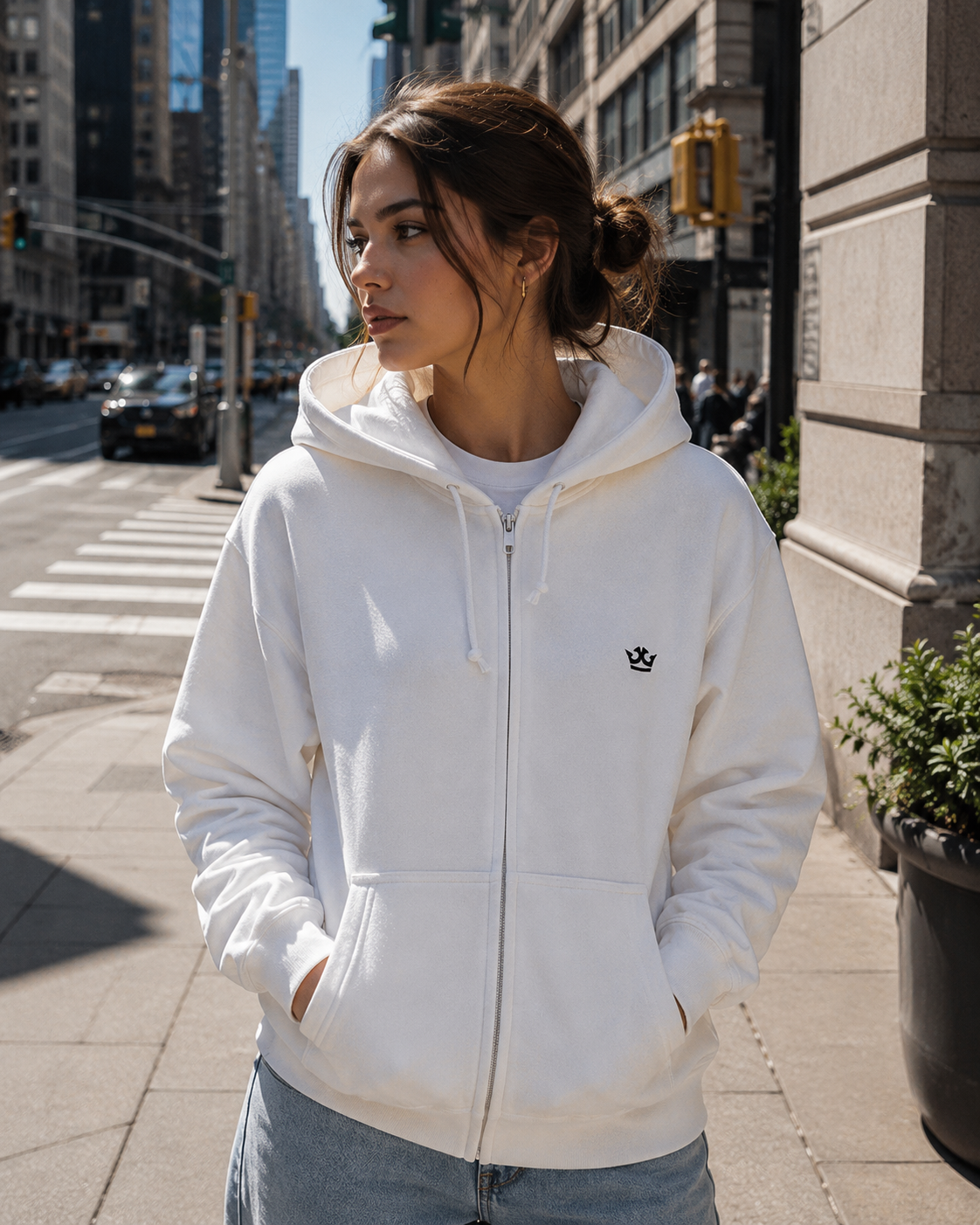 Independent Zip Heavyweight Hoodie_White