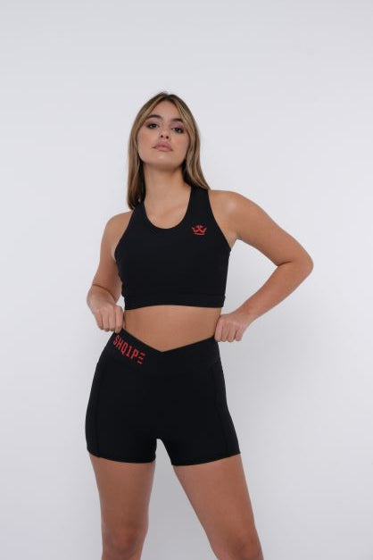 Shorts + Tank Top Black Color/Red Logo