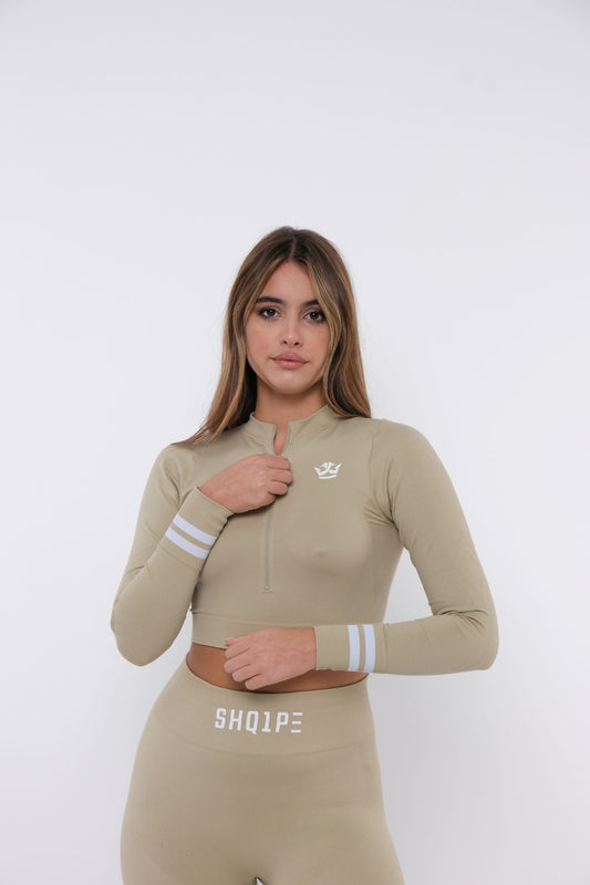 Lässiger zweiteiliger Damen-Trainingsanzug – Beige