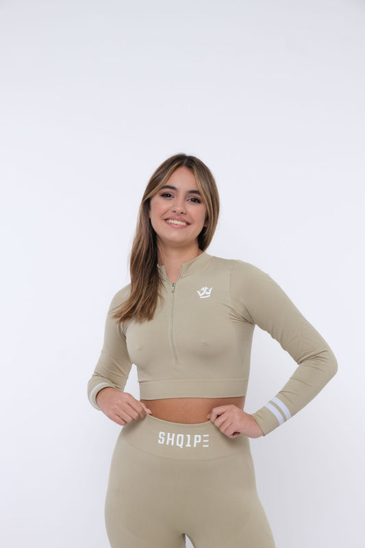 Lässiger zweiteiliger Damen-Trainingsanzug – Beige